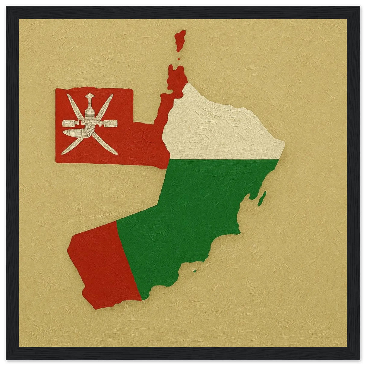 Cadre drapeau d’oman bois finition élégante décorative