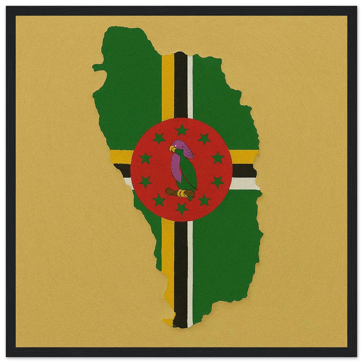 Cadre drapeau dominique en bois affiche encadrée élégante