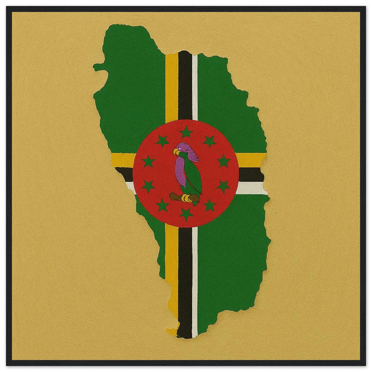 Cadre drapeau dominique en bois affiche encadrée élégante