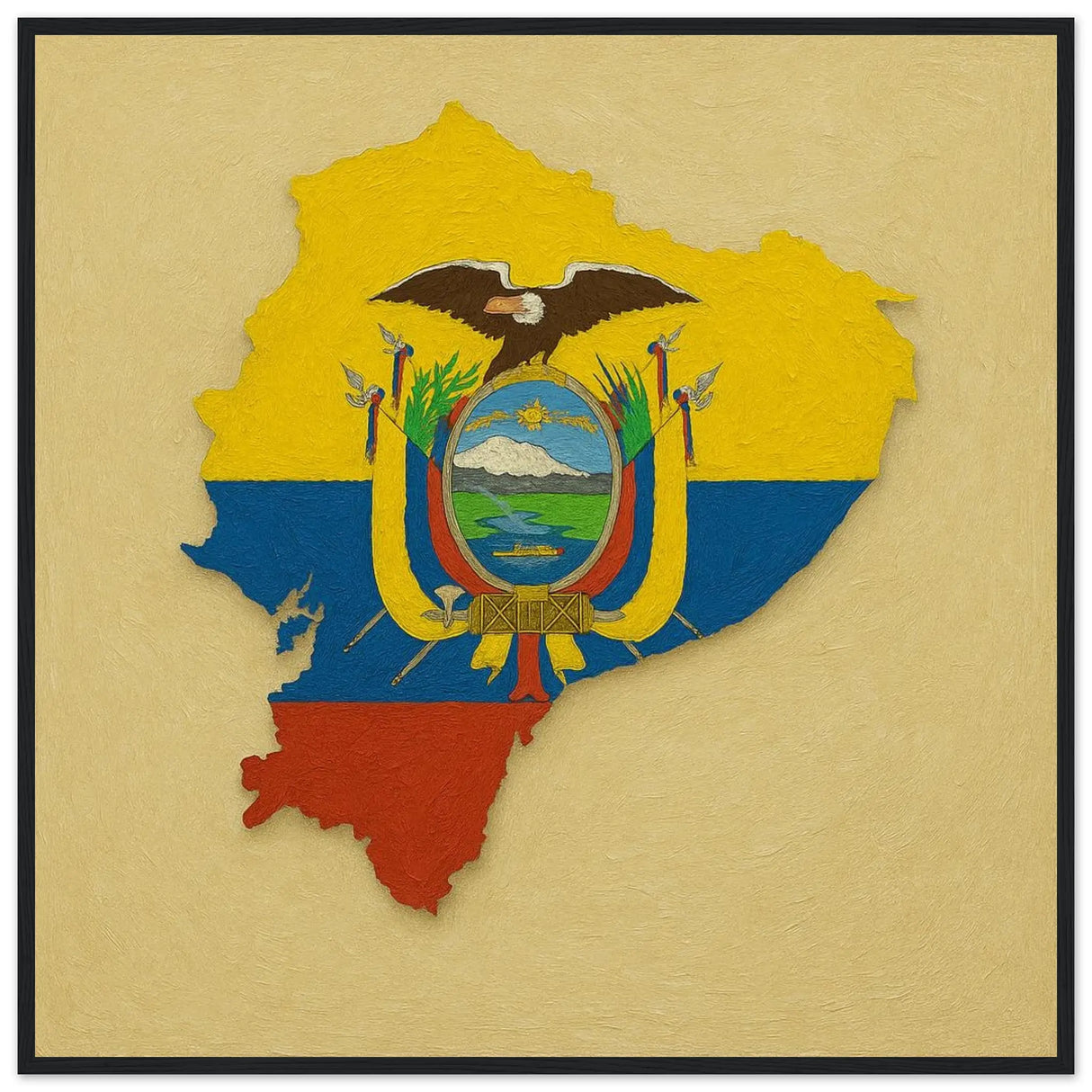 Cadre drapeau équateur en bois finition élégante