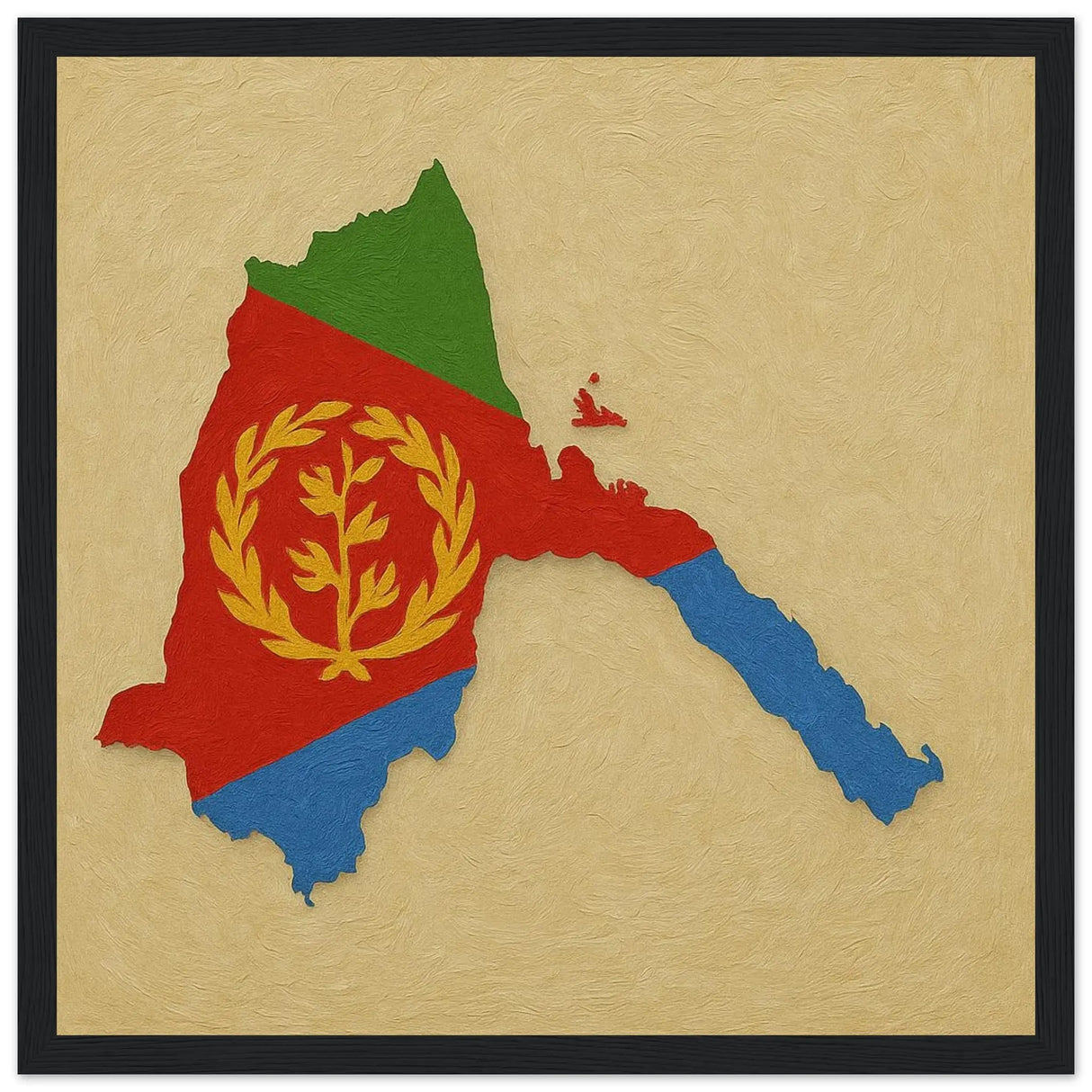 Cadre drapeau érythrée en bois finition décorative