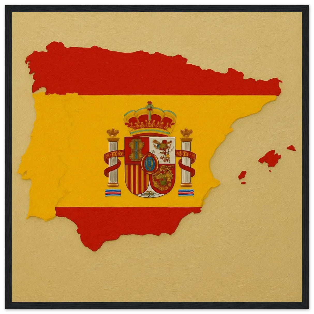 Cadre drapeau espagne en bois affiche encadrée décorative