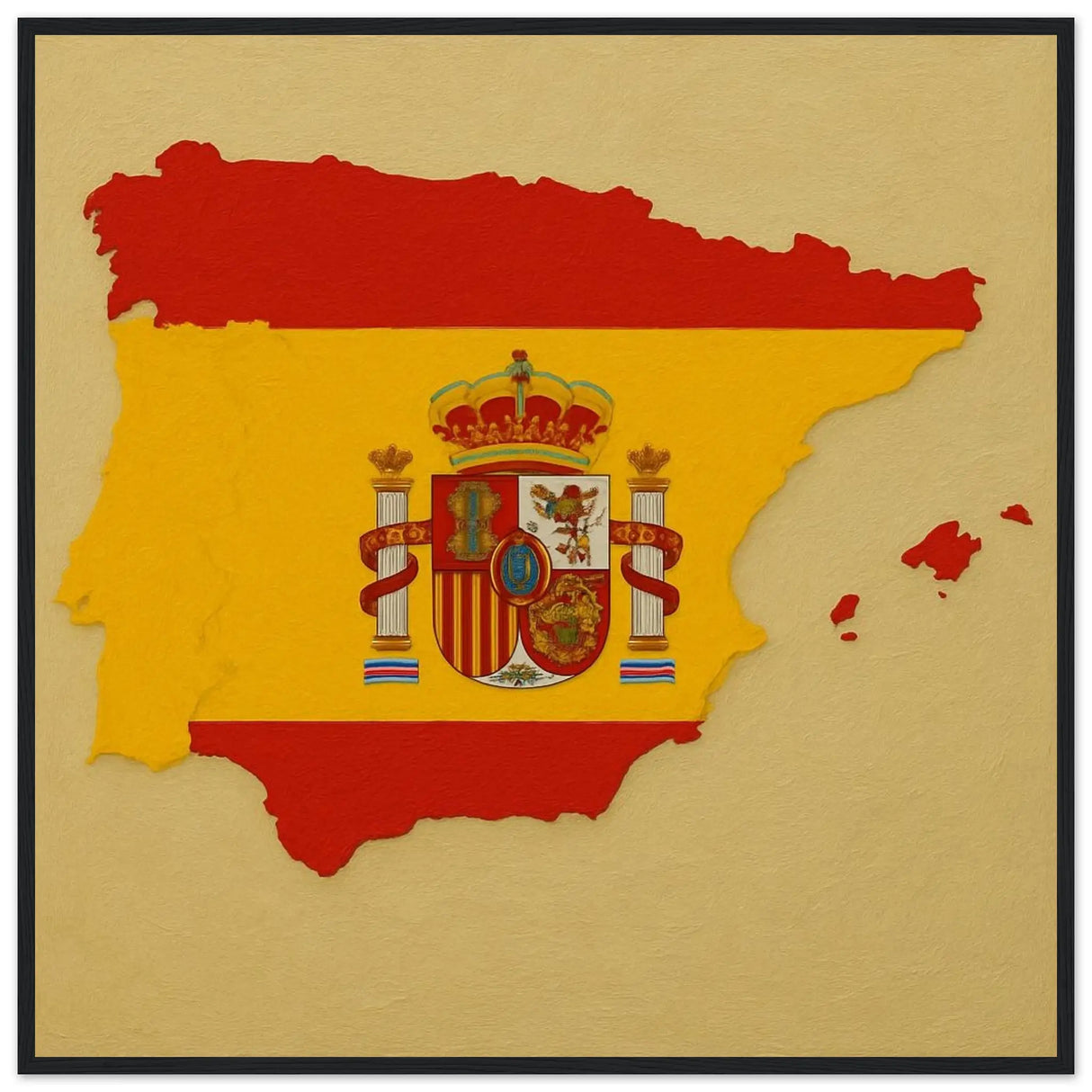 Cadre drapeau espagne en bois affiche encadrée décorative