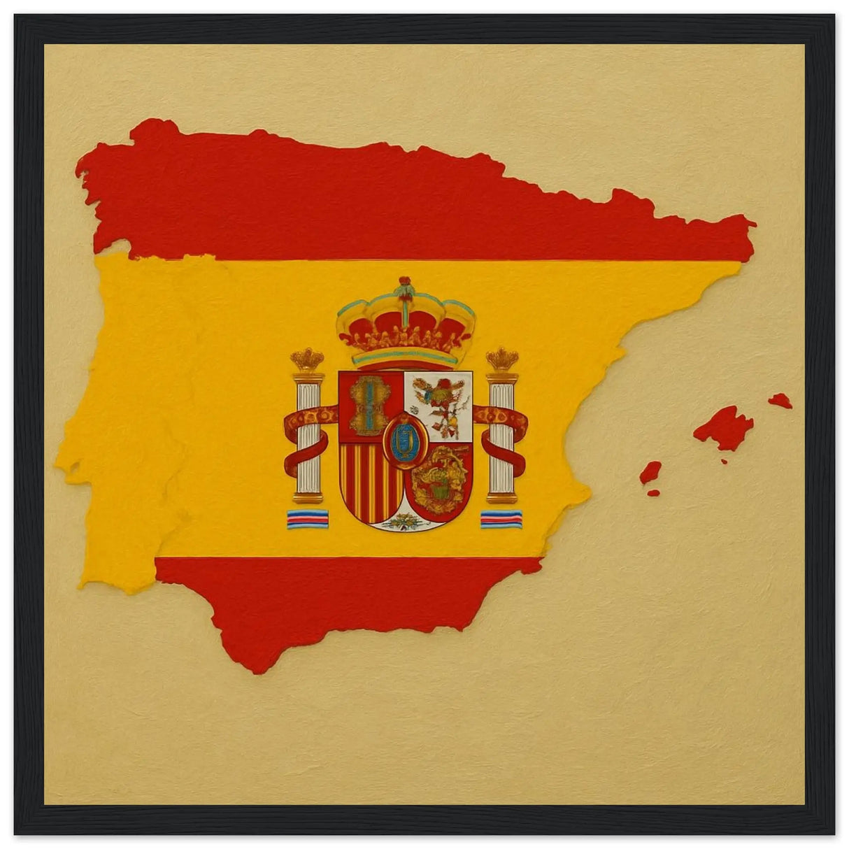 Cadre drapeau espagne en bois affiche encadrée décorative