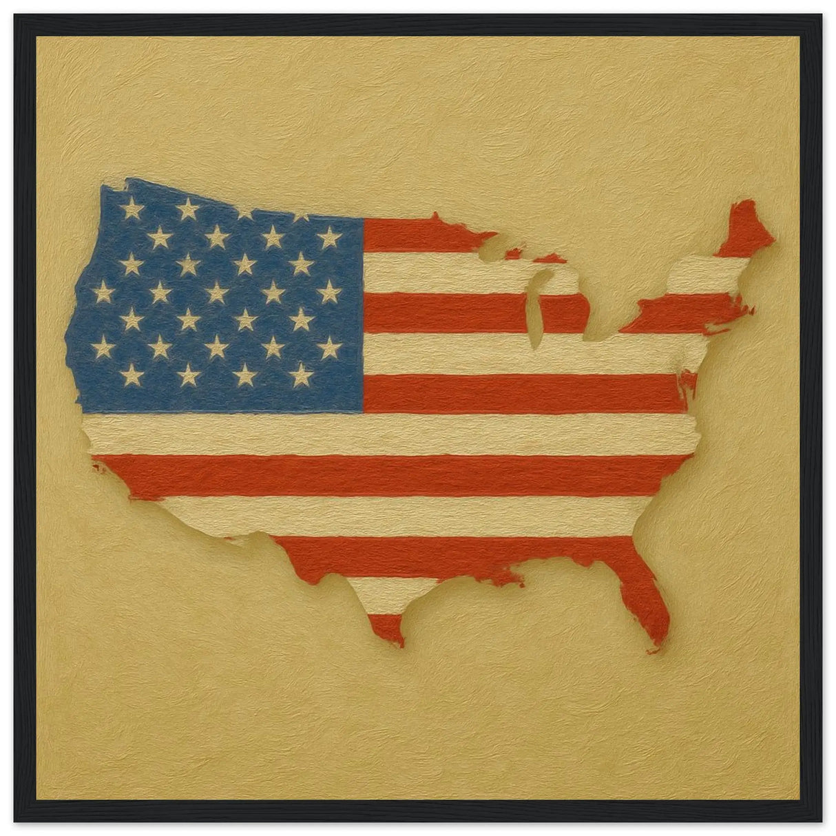 Cadre drapeau états-unis en bois affiche encadrée décor