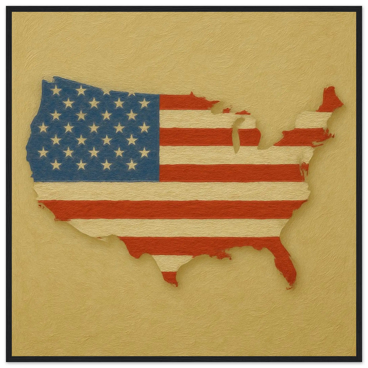 Cadre drapeau états-unis en bois affiche encadrée décor