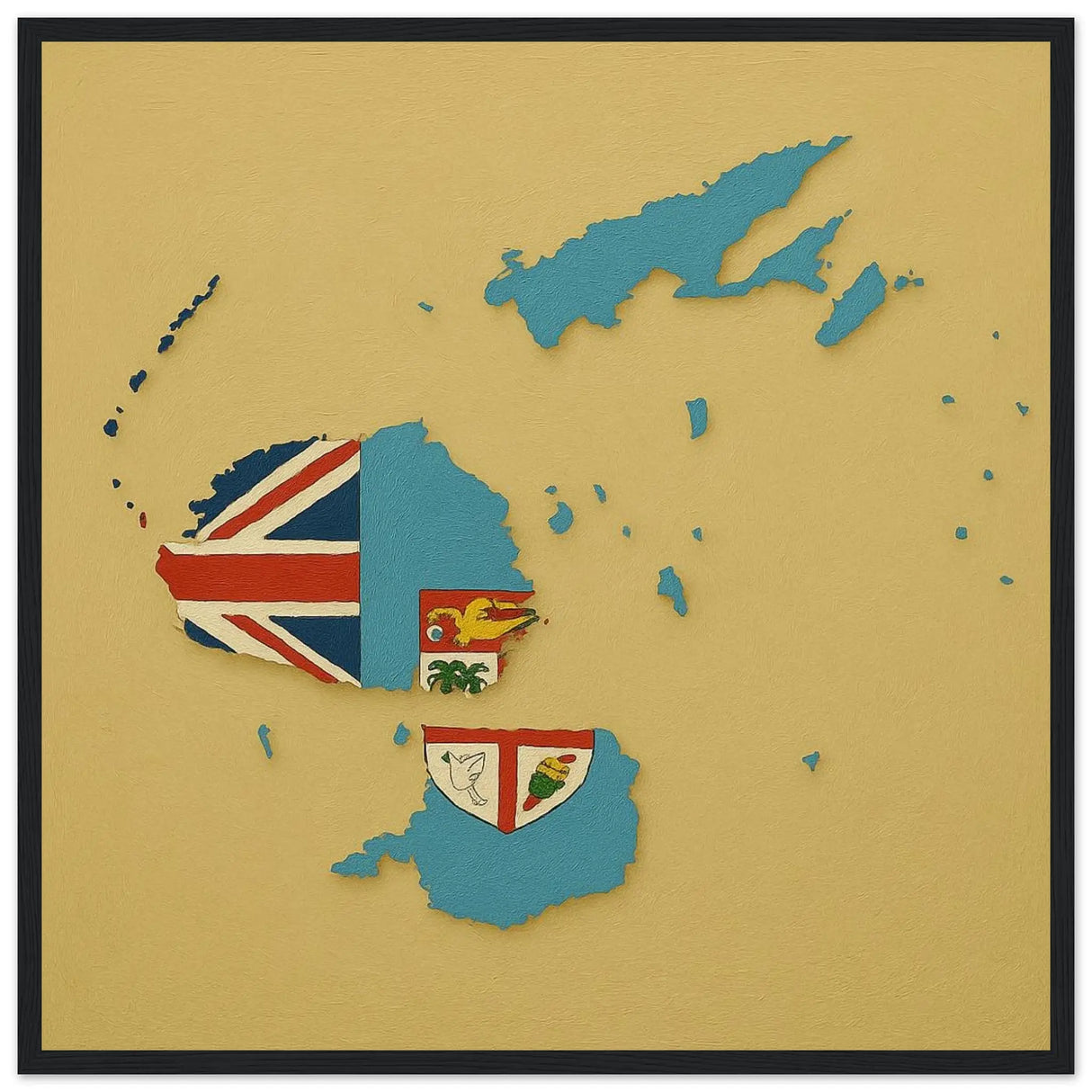 Cadre drapeau fidji en bois finition élégante