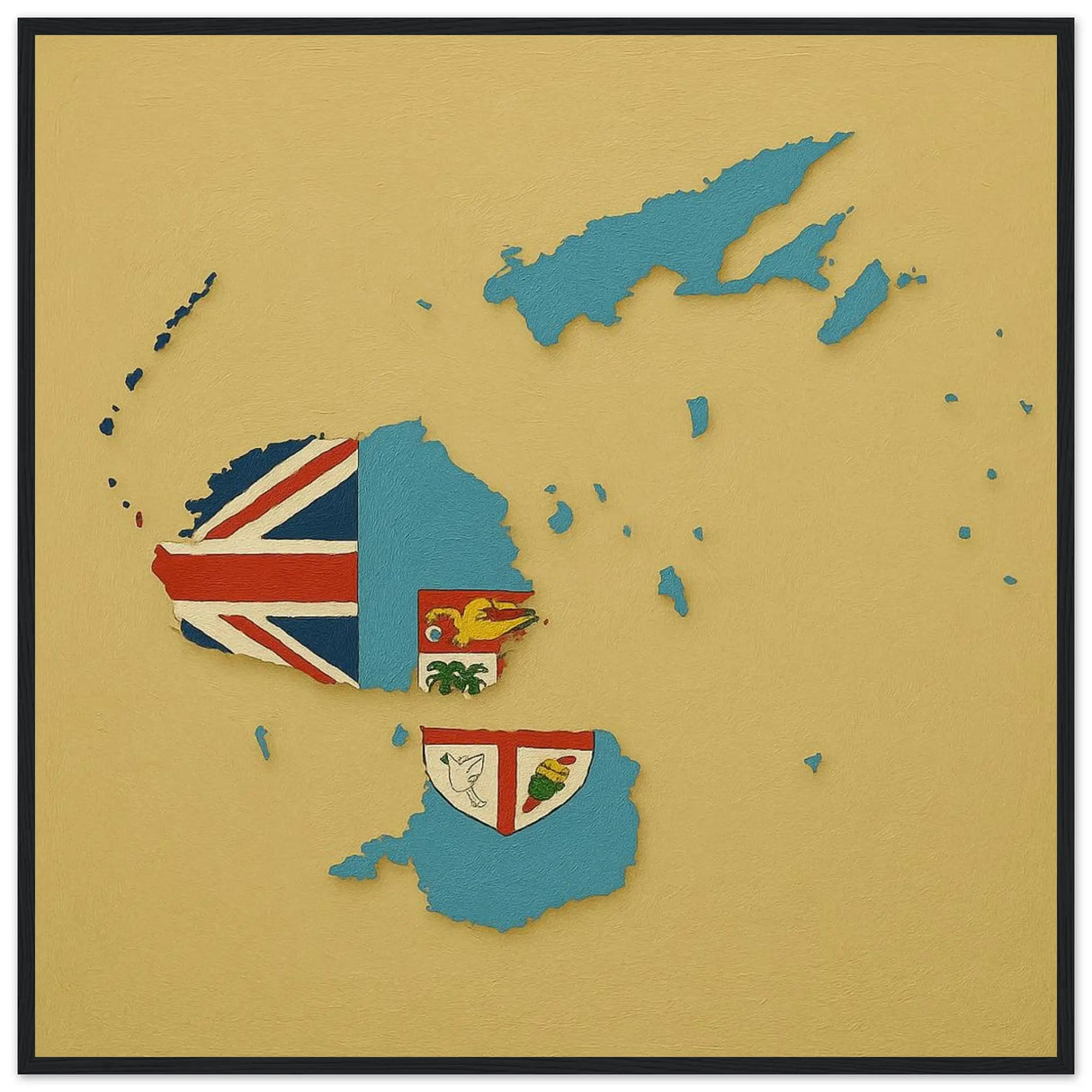 Cadre drapeau fidji en bois finition élégante