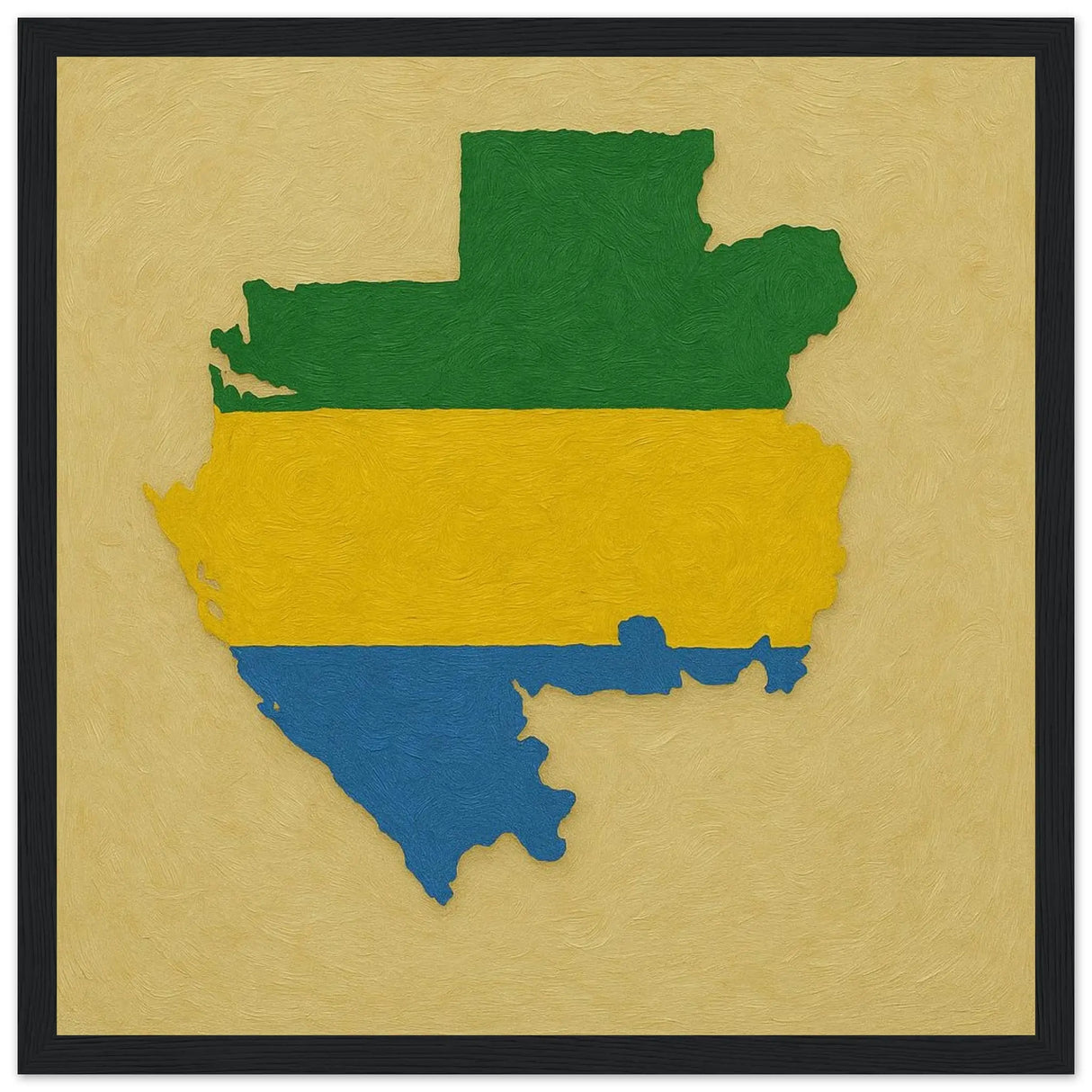 Cadre drapeau gabon bois affiche encadrée décoratif
