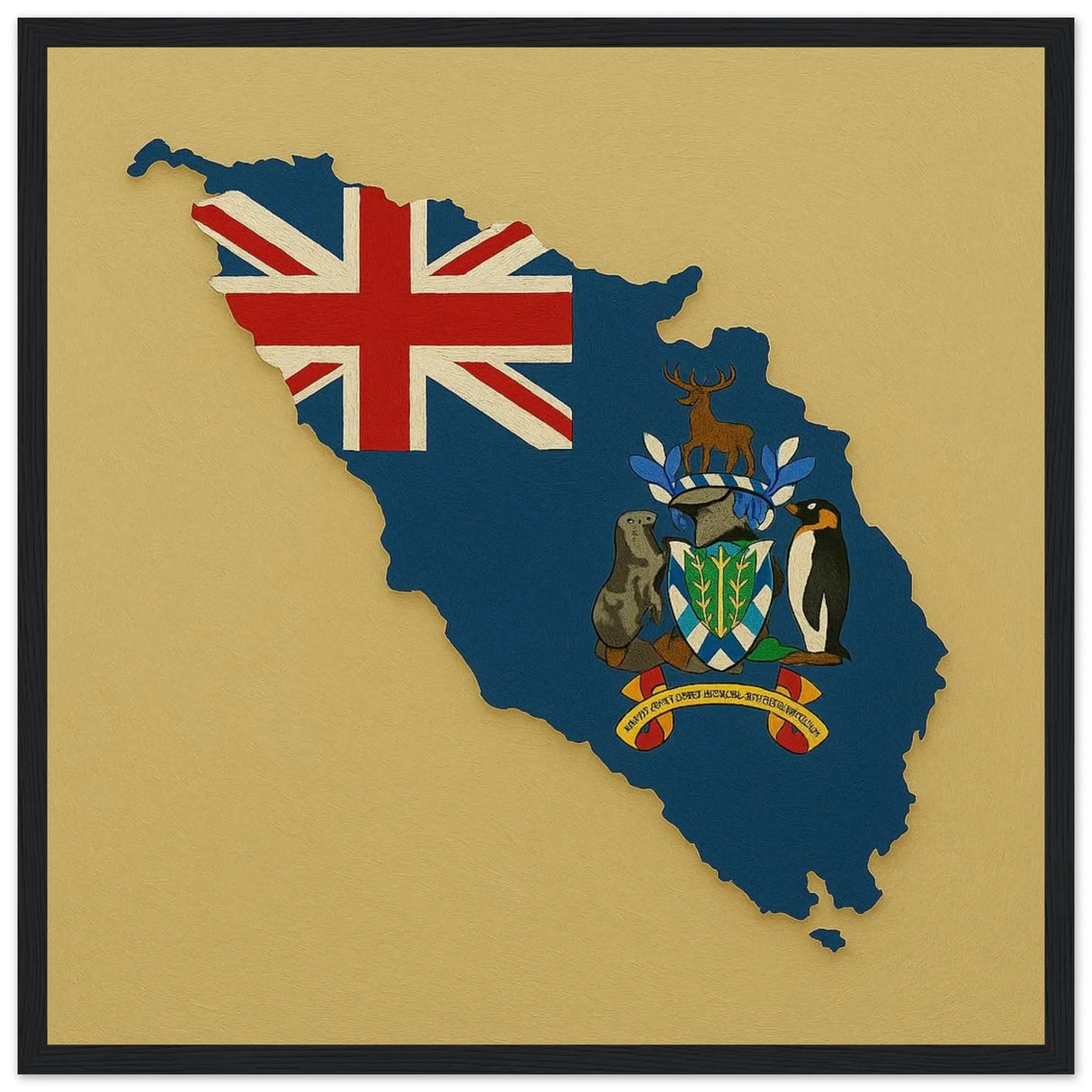 Cadre drapeau géorgie du sud-et-les îles sandwich bois déco