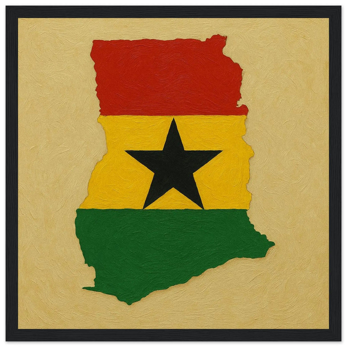 Cadre drapeau ghana en bois élégant affiche encadrée