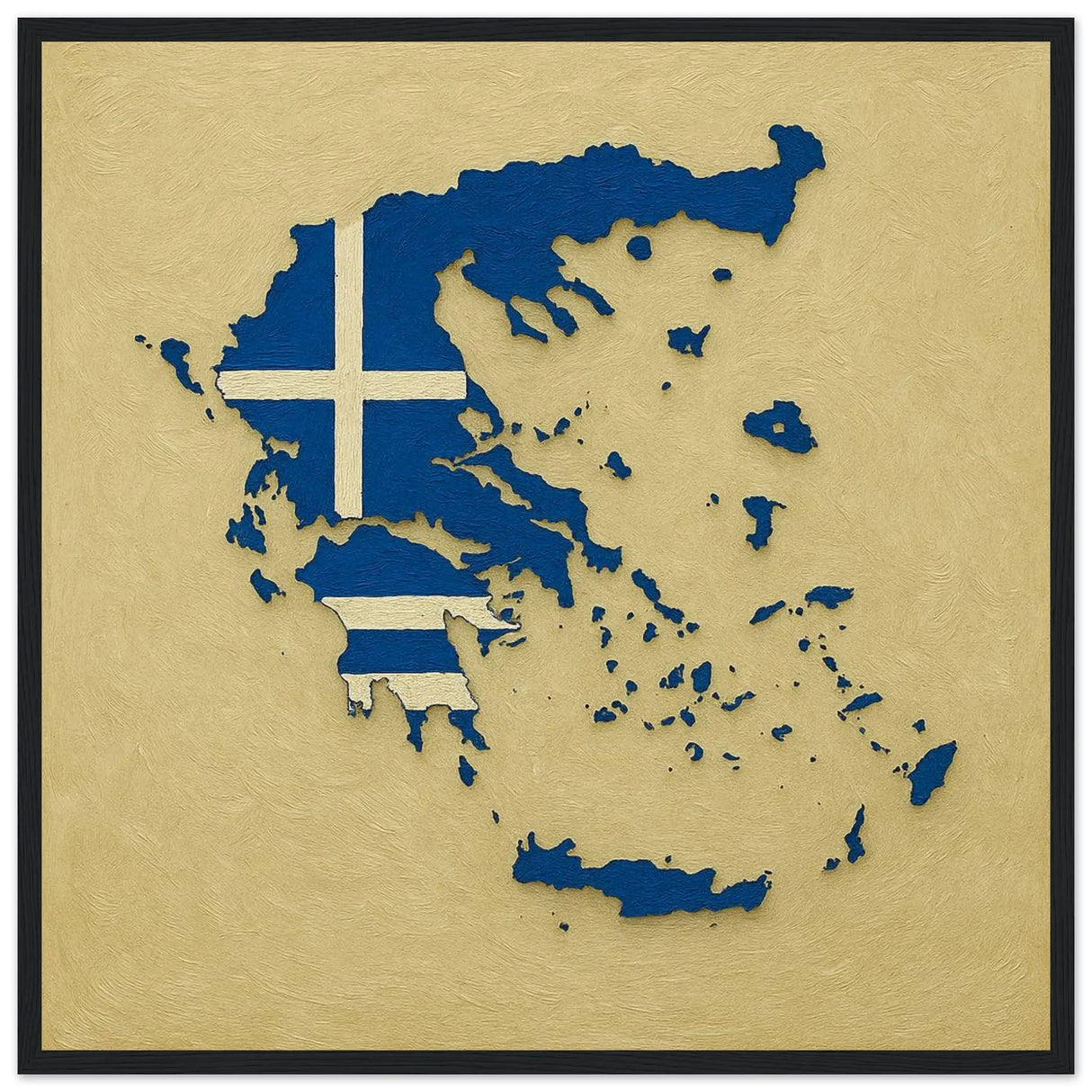 Cadre drapeau grèce en bois affiche encadrée décorative
