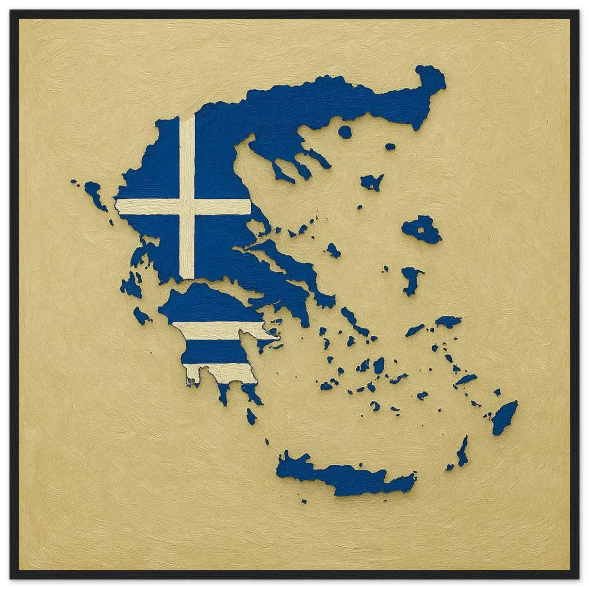 Cadre drapeau grèce en bois affiche encadrée décorative