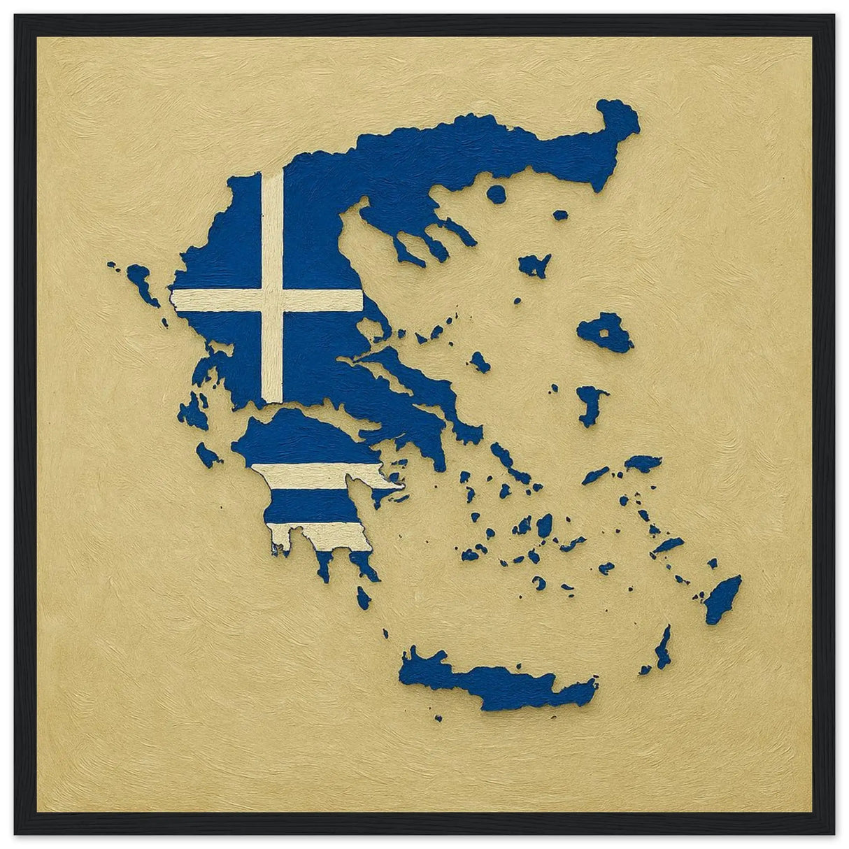 Cadre drapeau grèce en bois affiche encadrée décorative