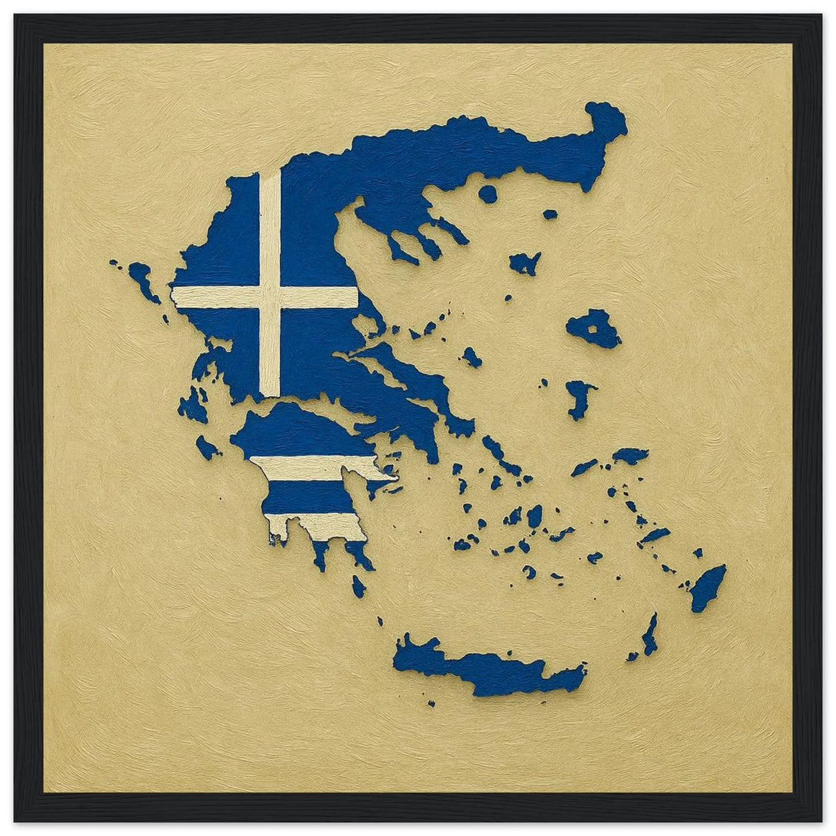 Cadre drapeau grèce en bois affiche encadrée décorative
