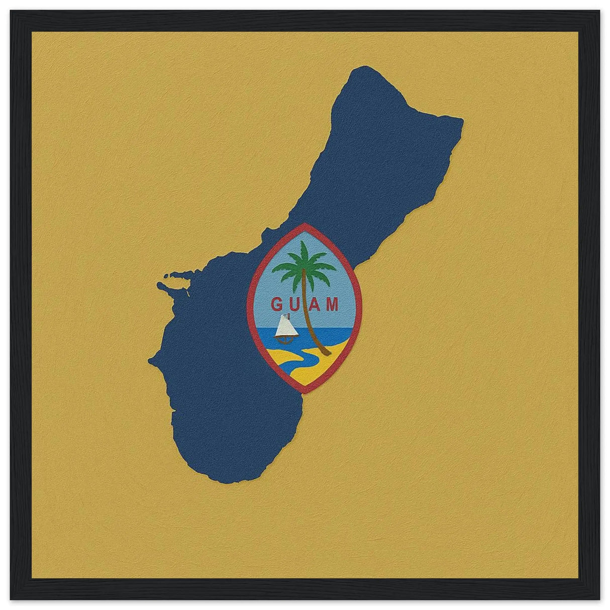 Cadre drapeau guam en bois finition élégante encadrée