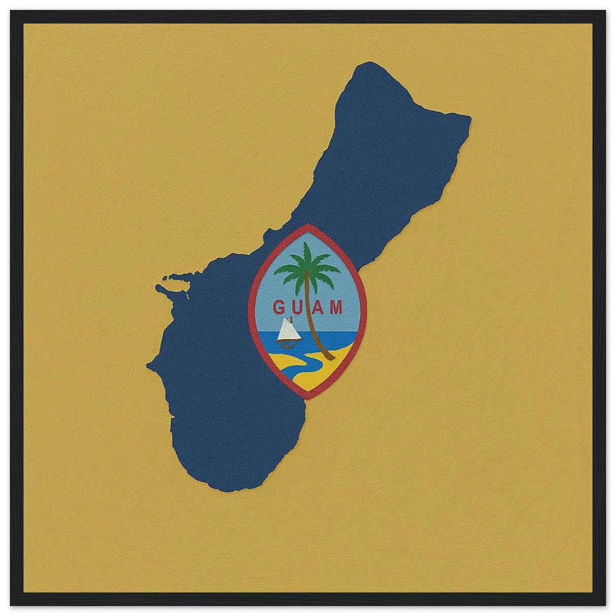 Cadre drapeau guam en bois finition élégante encadrée