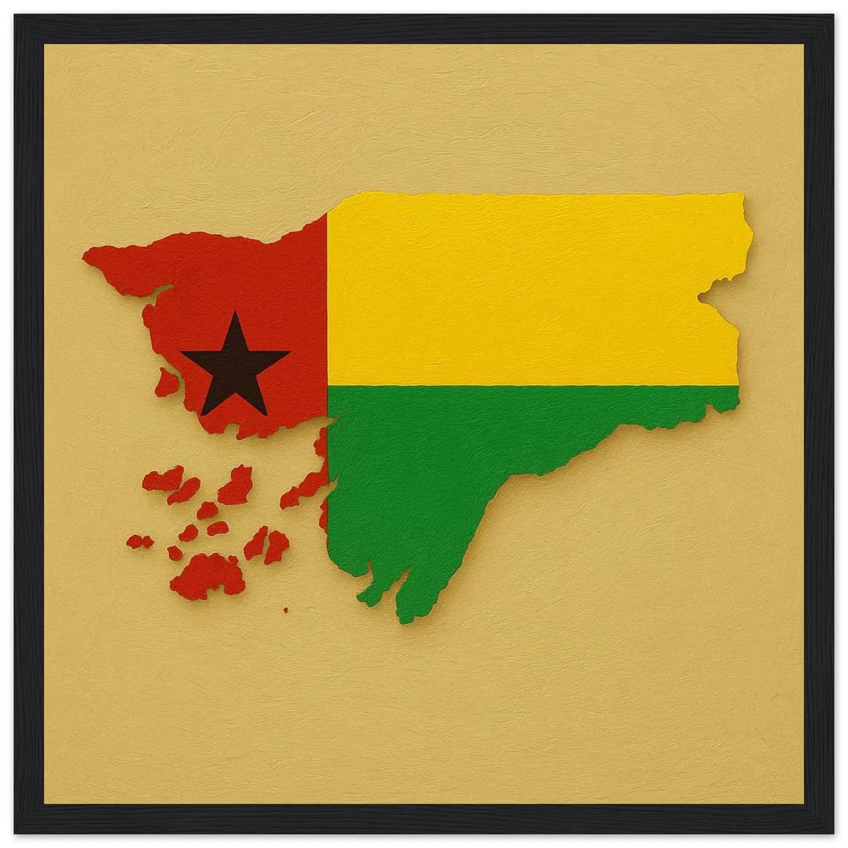 Cadre drapeau guinée-bissau en bois finition décorative