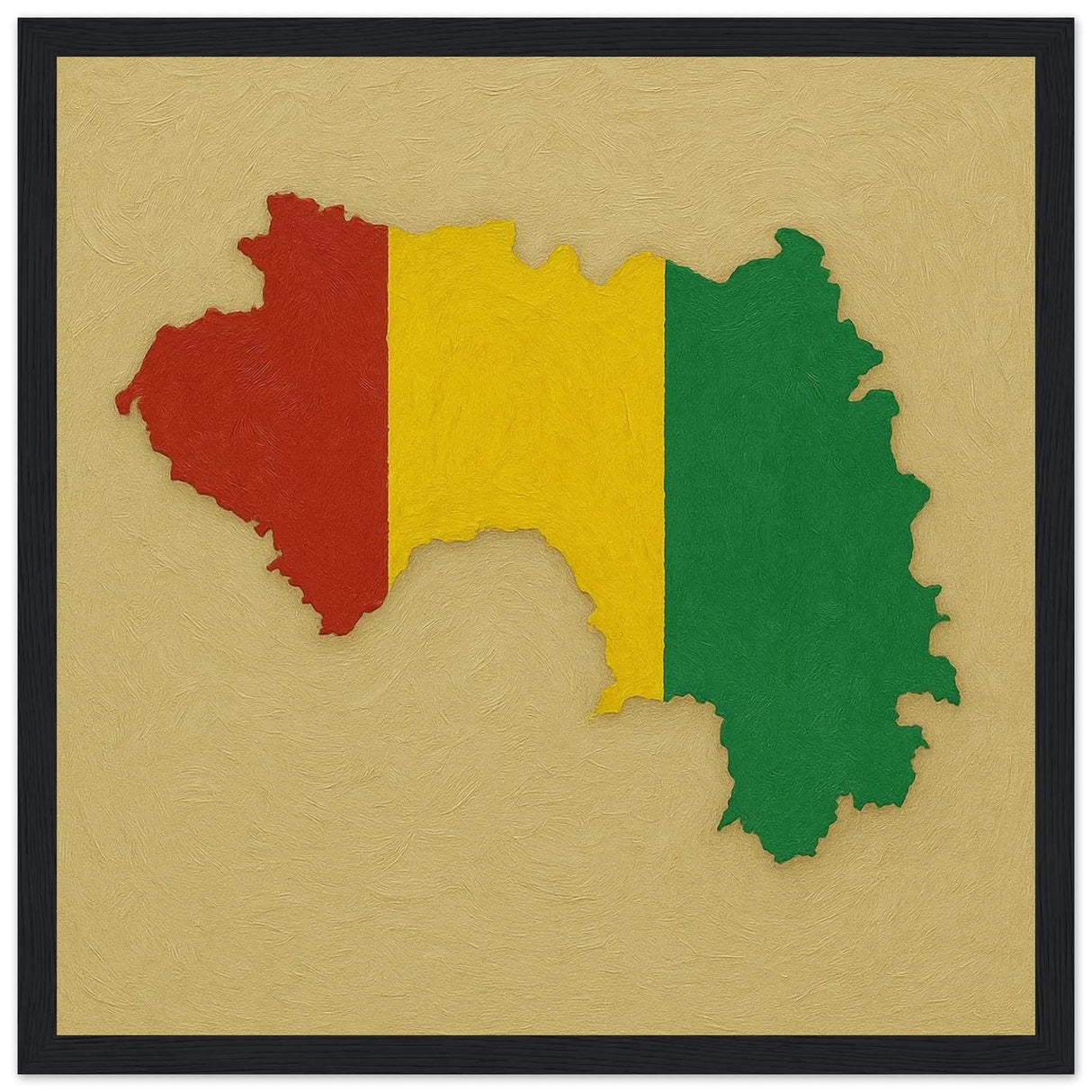 Cadre drapeau guinée bois finition élégante affiche encadrée