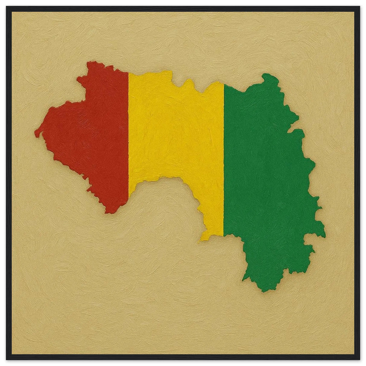 Cadre drapeau guinée bois finition élégante affiche encadrée
