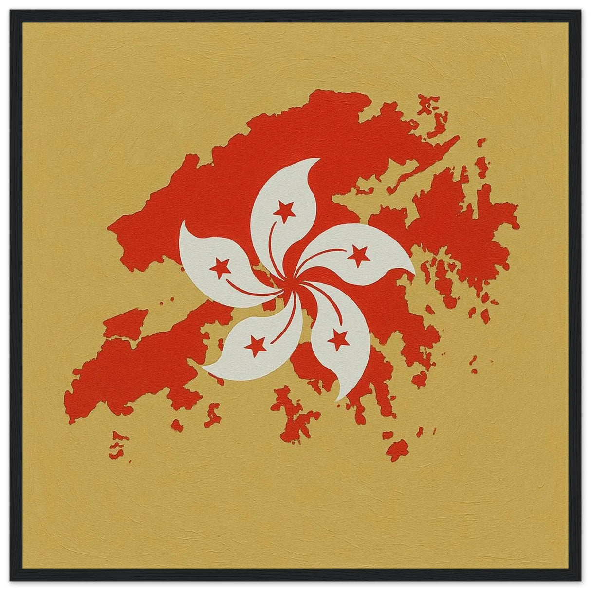 Cadre drapeau hong kong bois affiche encadrée décorative