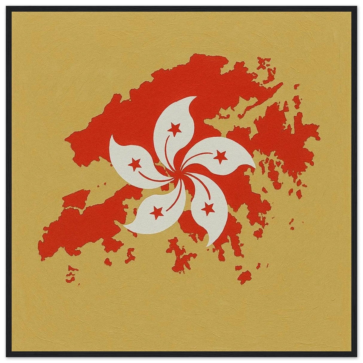 Cadre drapeau hong kong bois affiche encadrée décorative