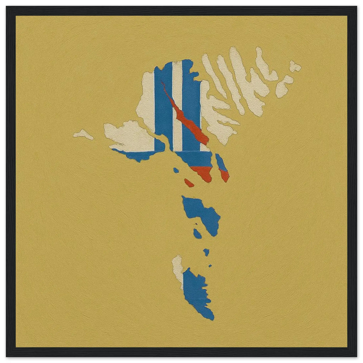 Cadre drapeau îles féroé bois décor élégant mural