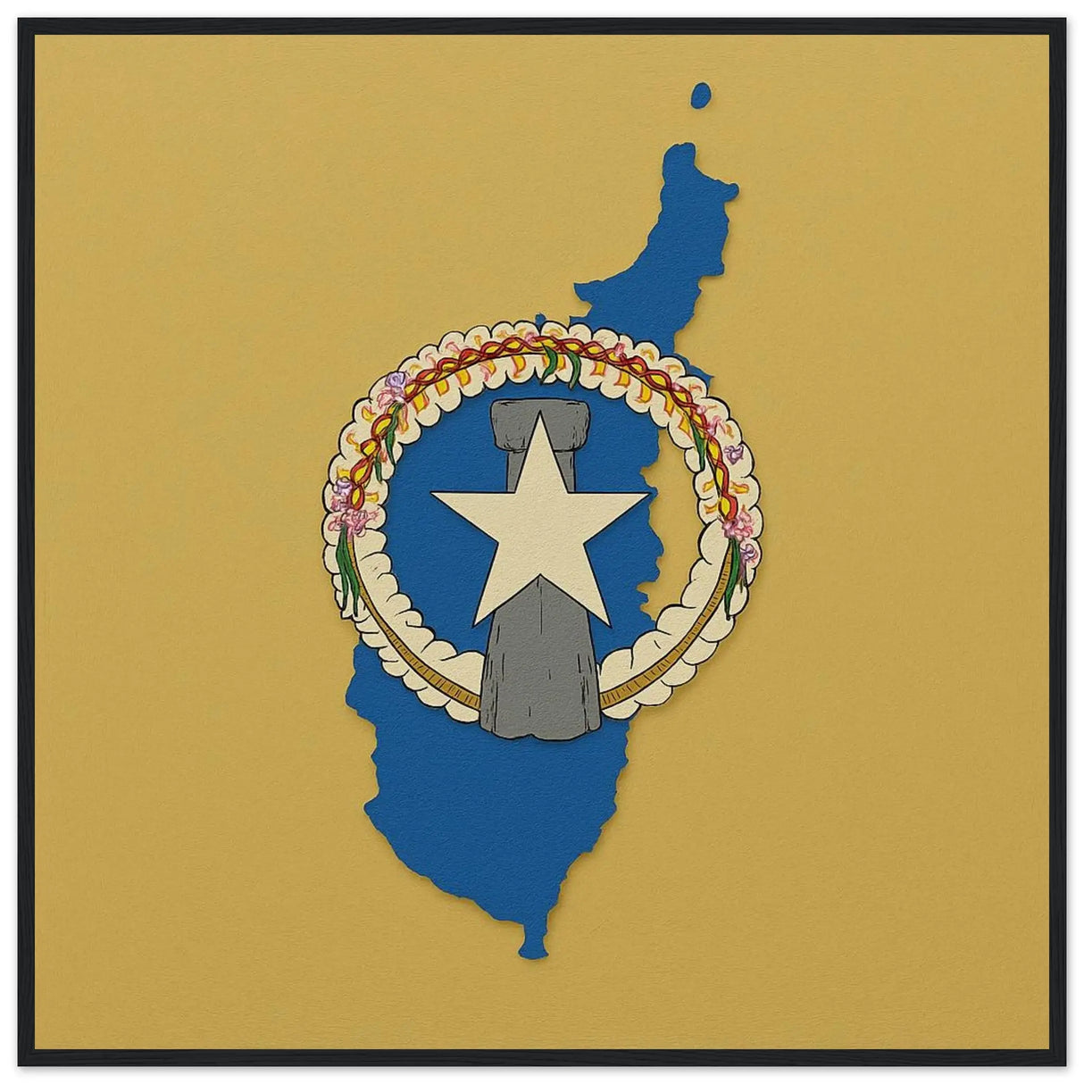 Cadre drapeau îles mariannes du nord bois décoratif