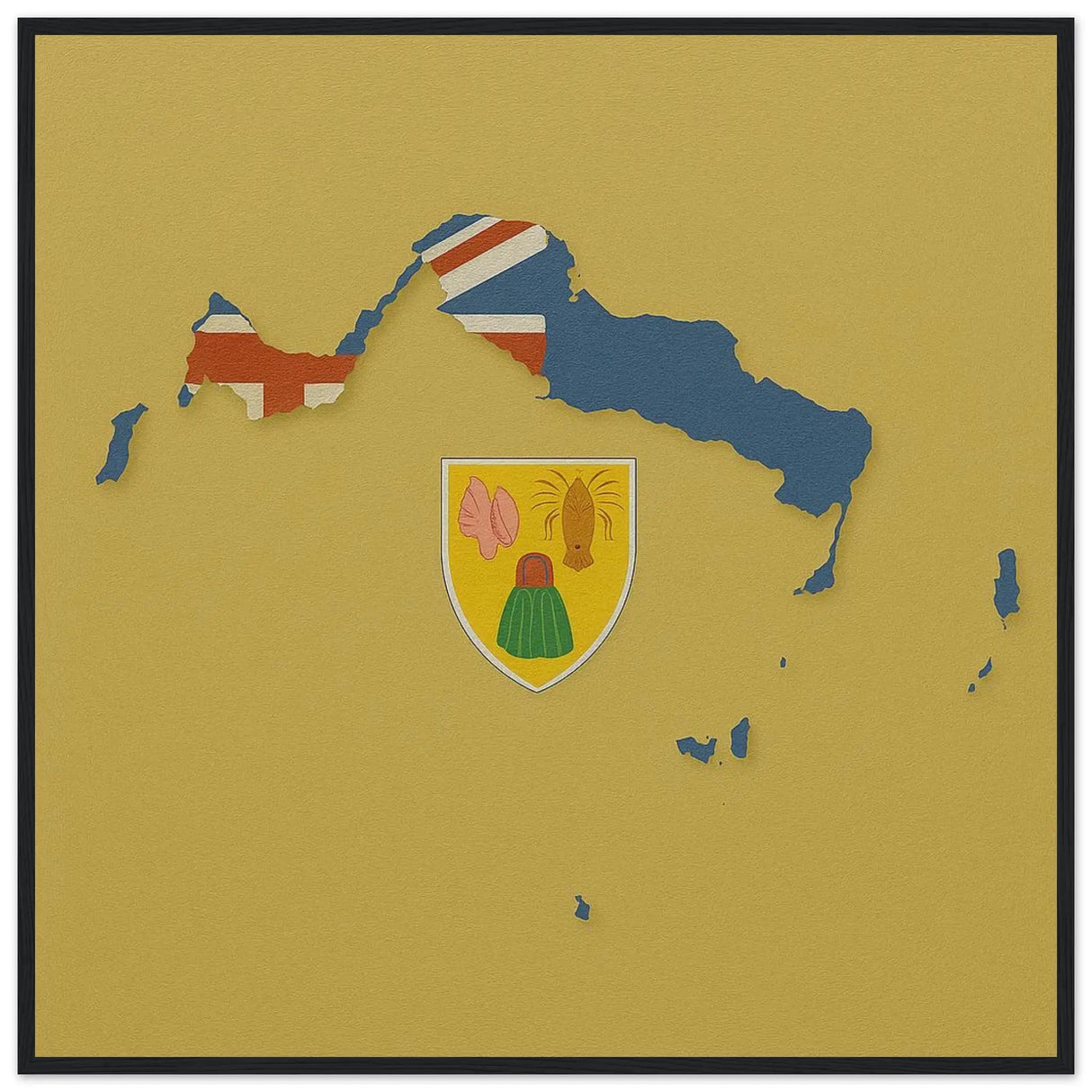 Cadre drapeau îles turques-et-caïques bois décoratif