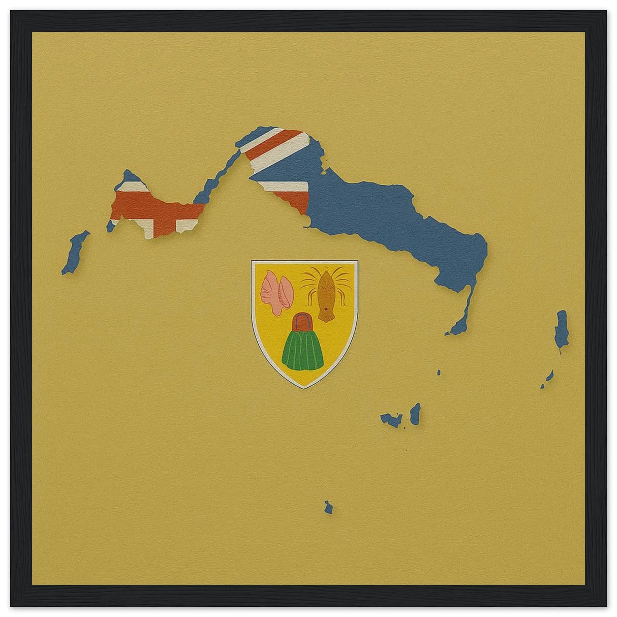 Cadre drapeau îles turques-et-caïques bois décoratif