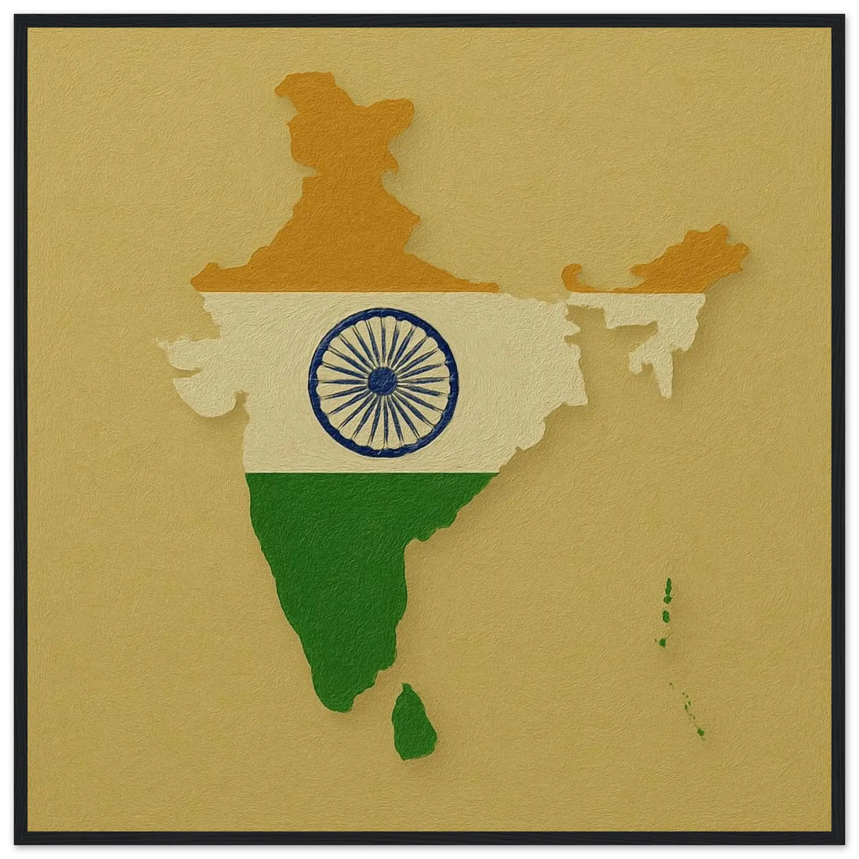 Cadre drapeau inde en bois finition élégante décorative