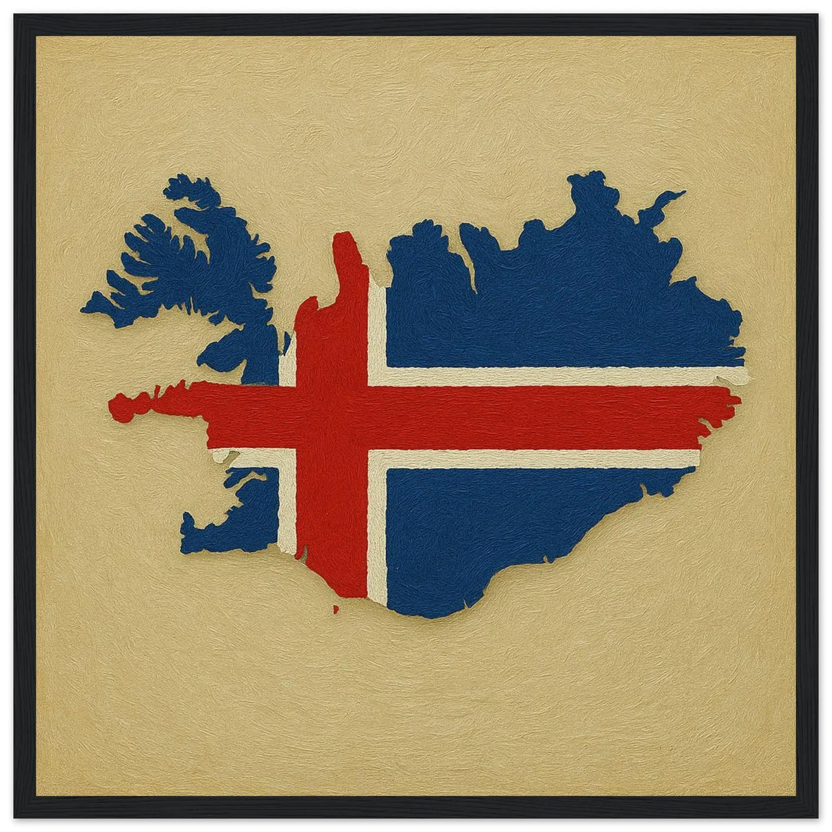 Cadre drapeau islande en bois finition décorative