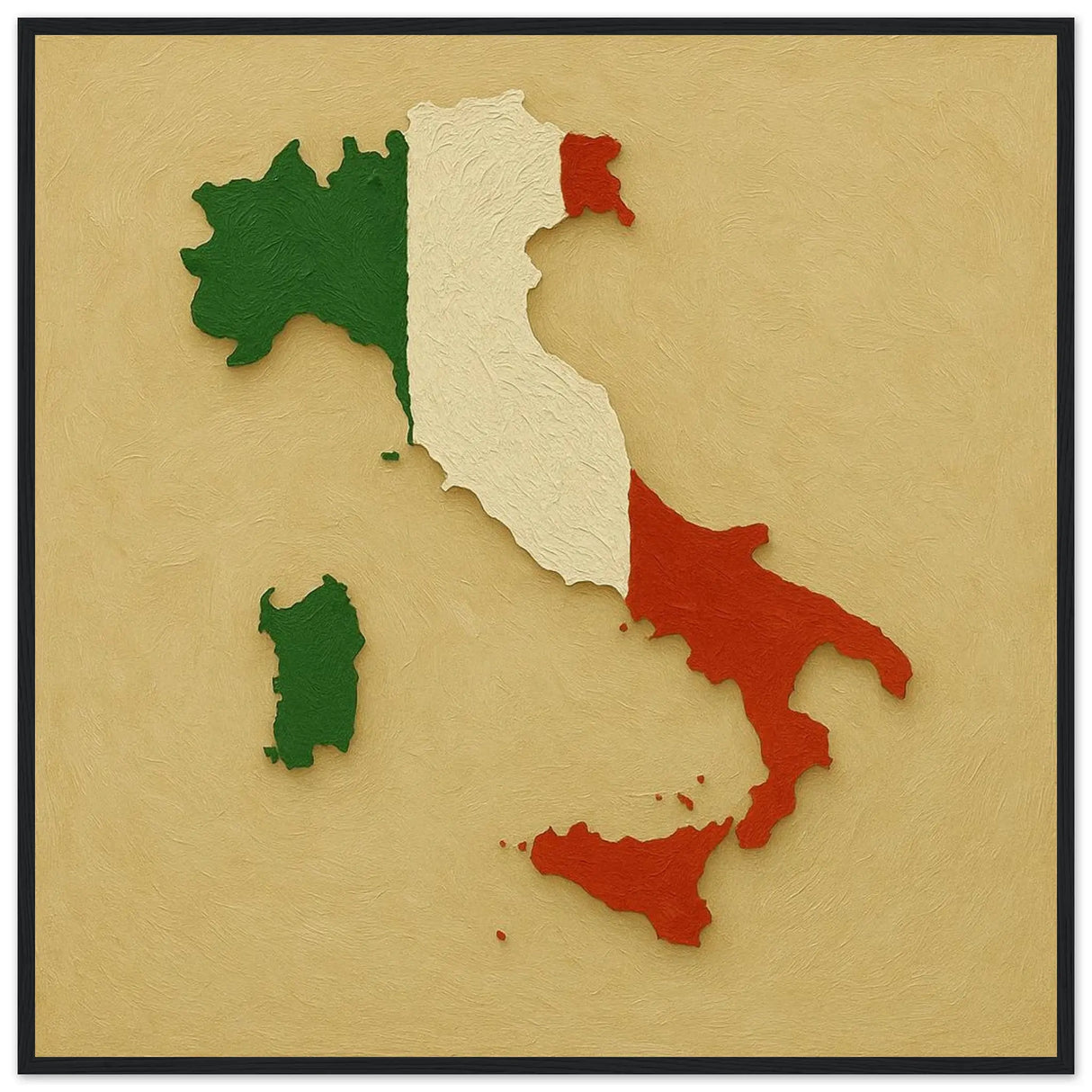 Cadre drapeau italie affiche encadrée bois décoratif