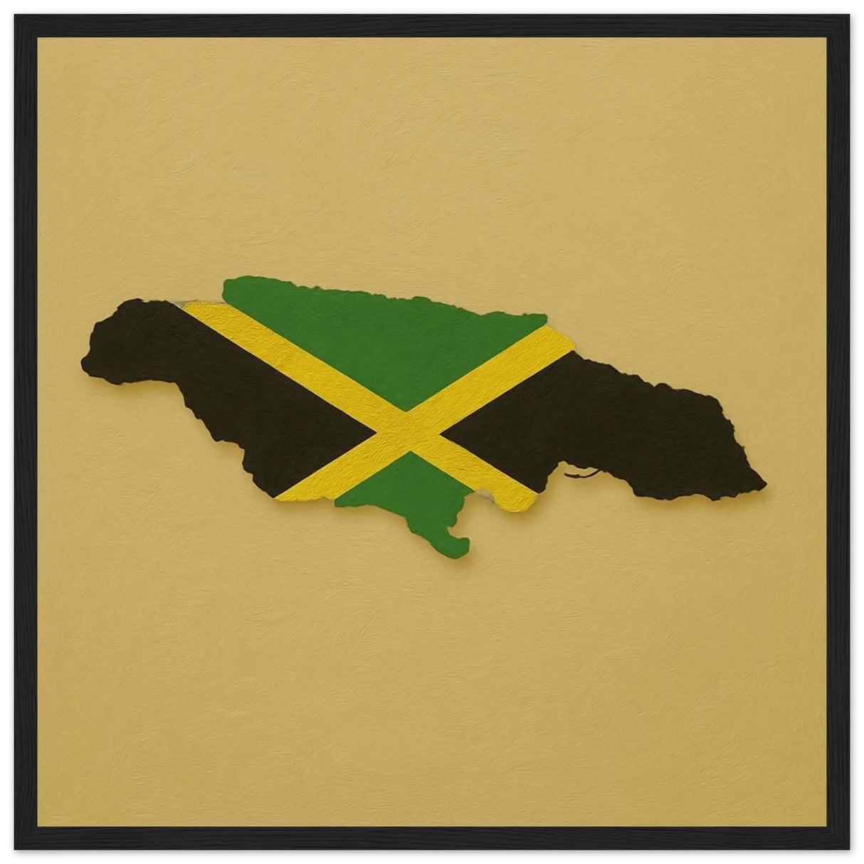 Cadre drapeau jamaïque bois décoratif finition élégante