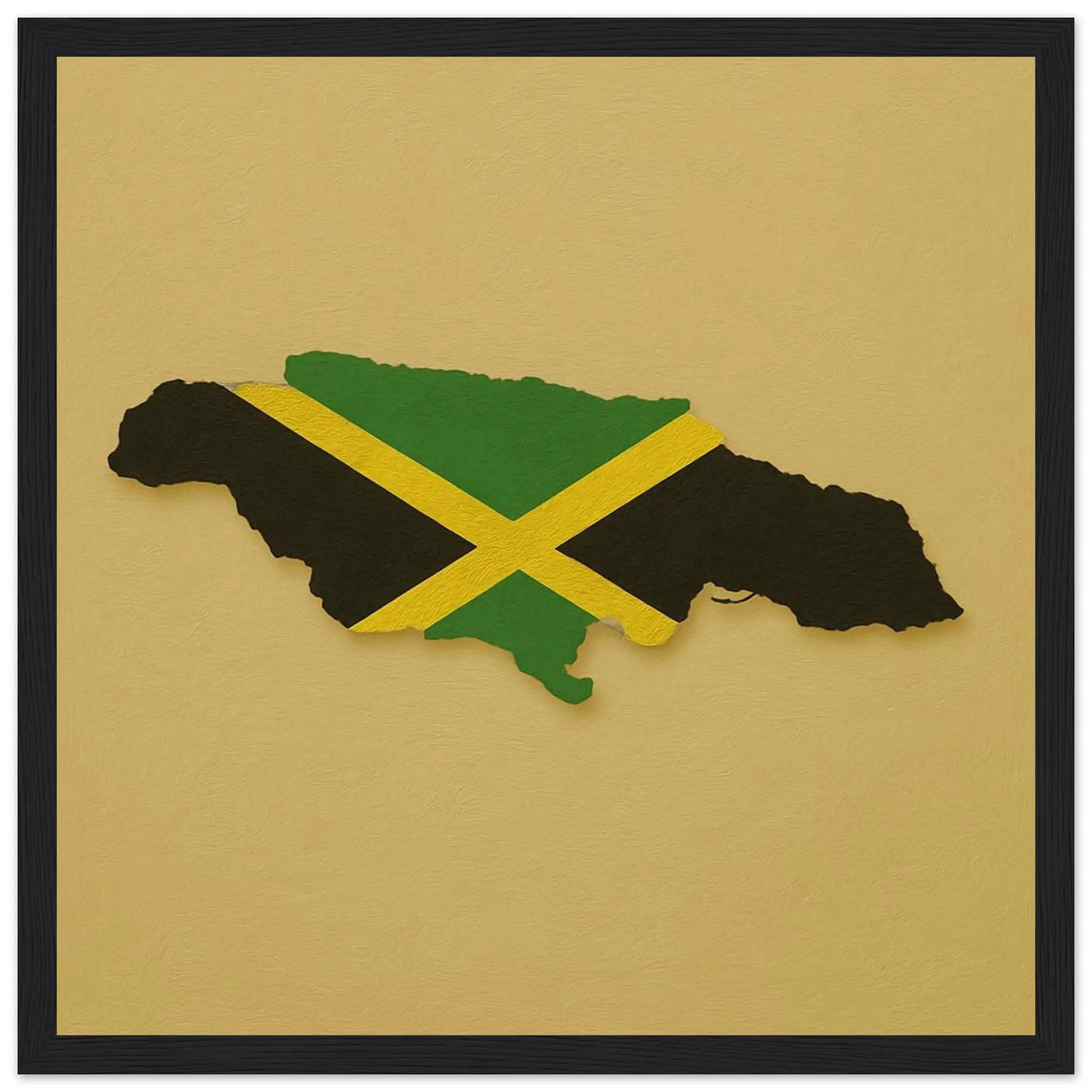 Cadre drapeau jamaïque bois décoratif finition élégante