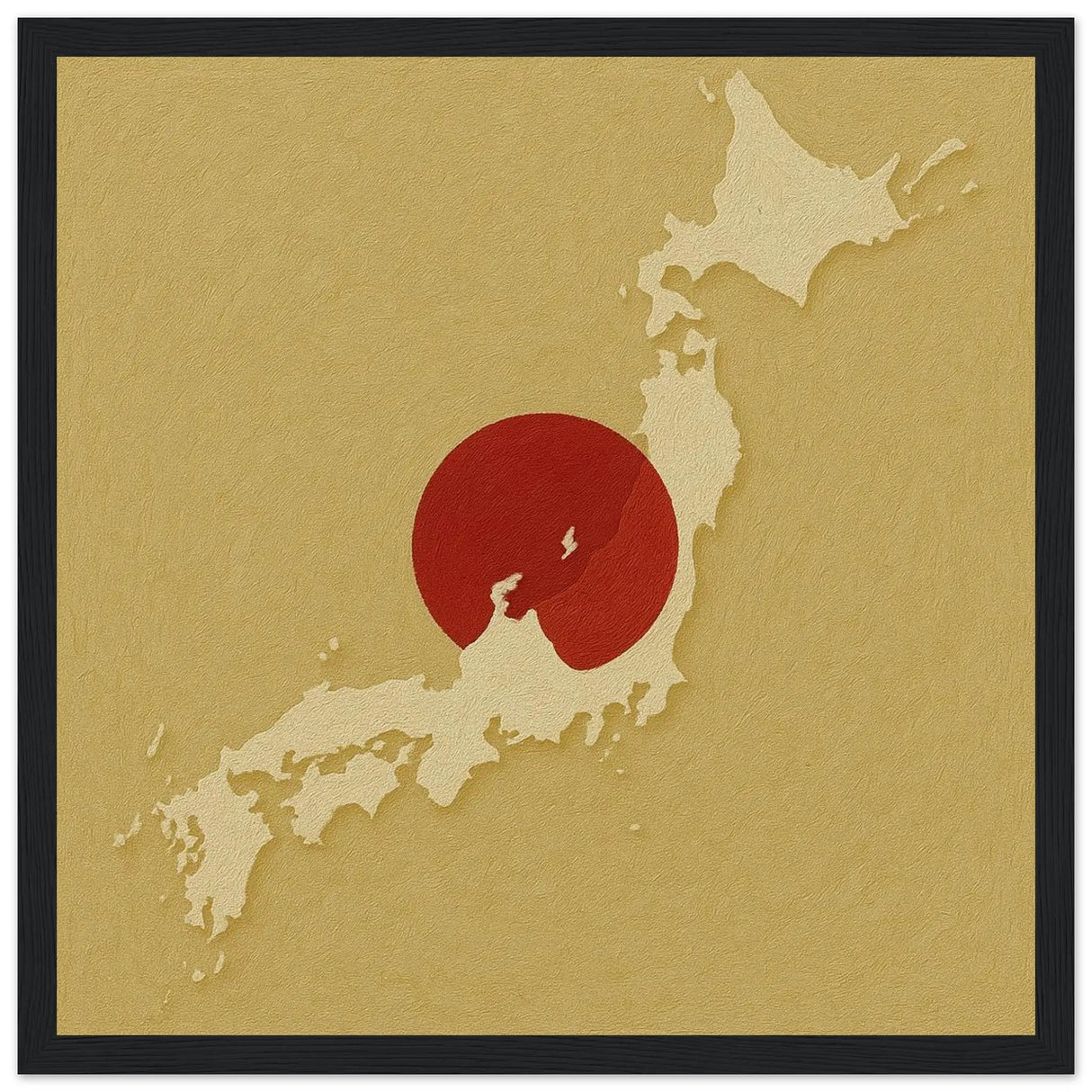 Cadre drapeau japon en bois affiche encadrée décoratif