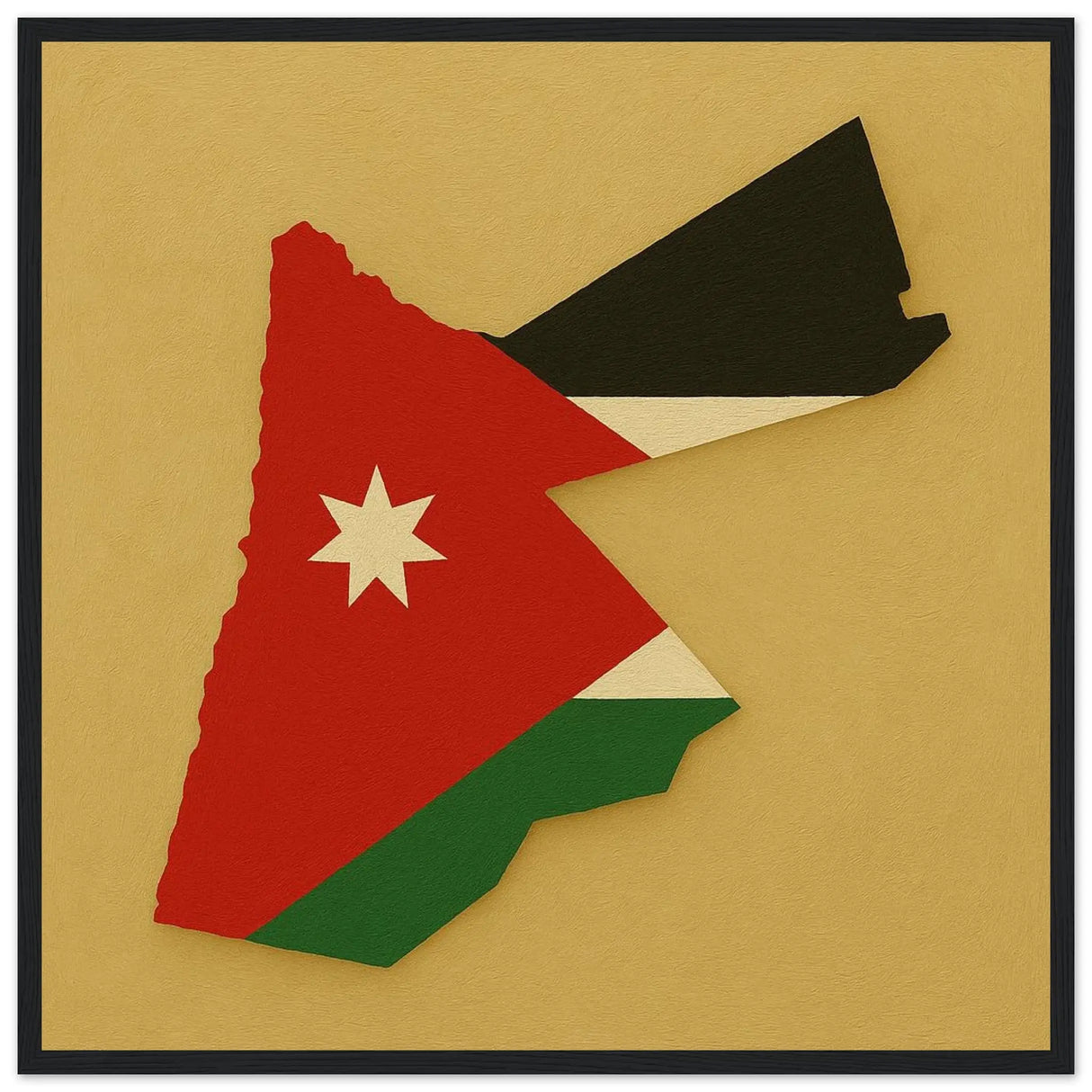 Cadre drapeau jordanie en bois affiche encadrée décorative