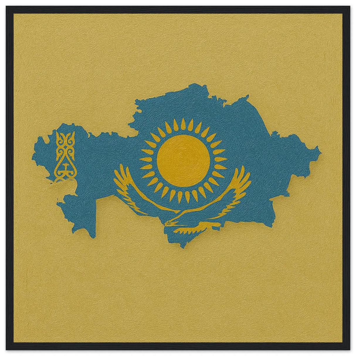 Cadre drapeau kazakhstan bois affiche encadrée décorative