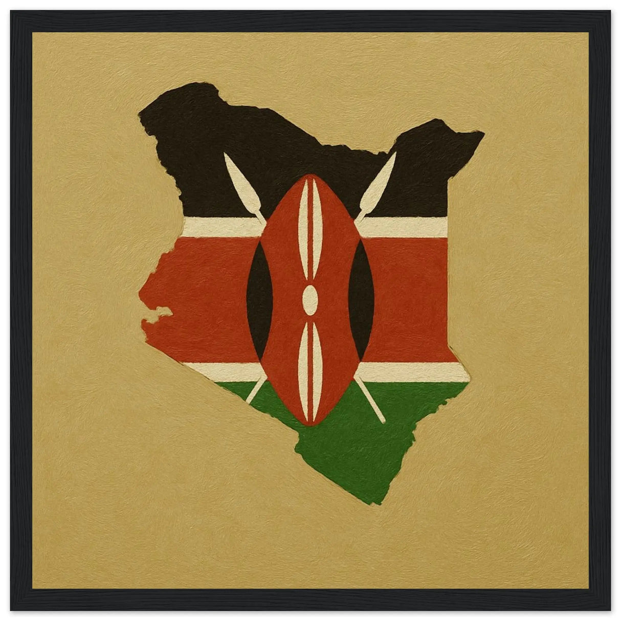 Cadre drapeau kenya affiche encadrée bois décoratif
