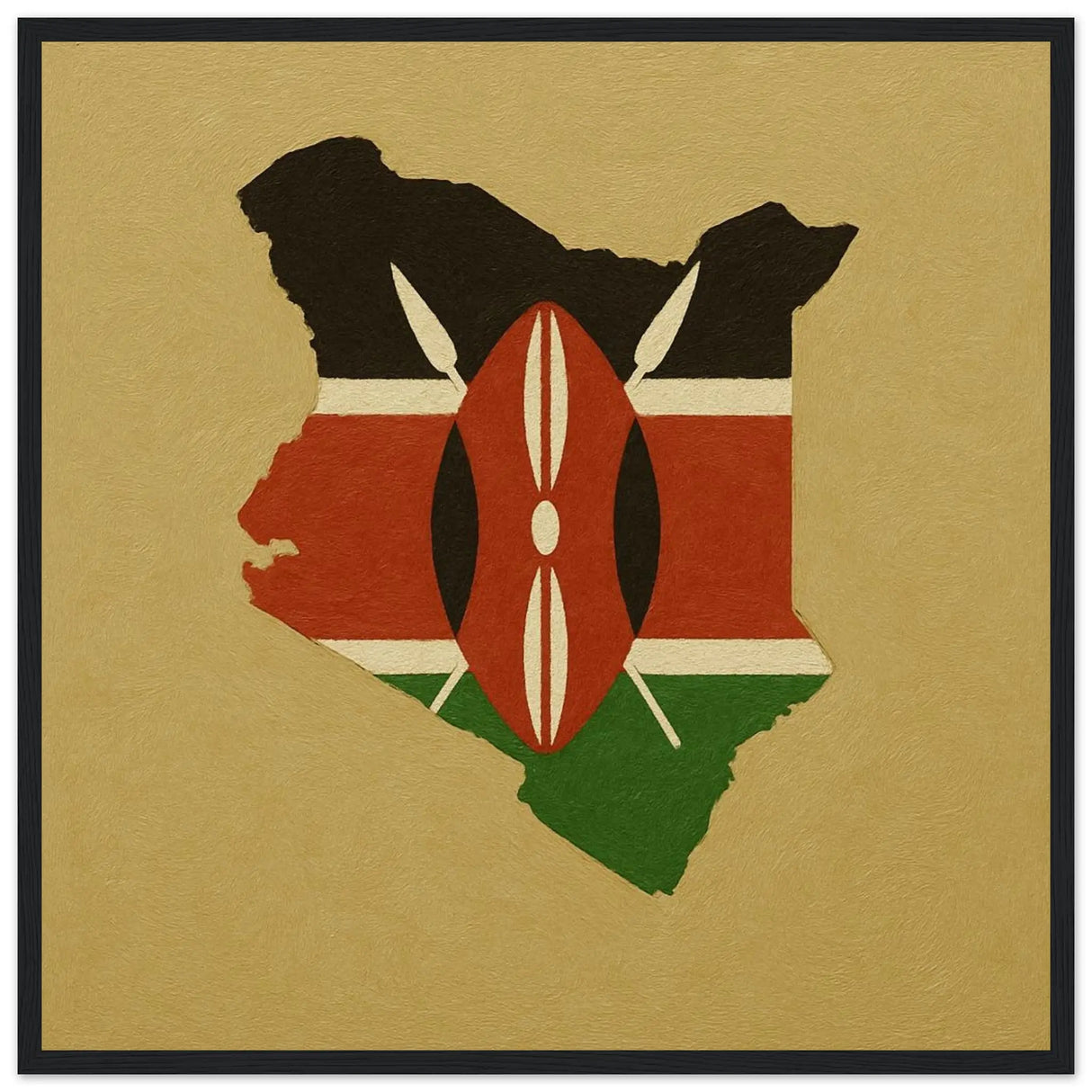 Cadre drapeau kenya affiche encadrée bois décoratif