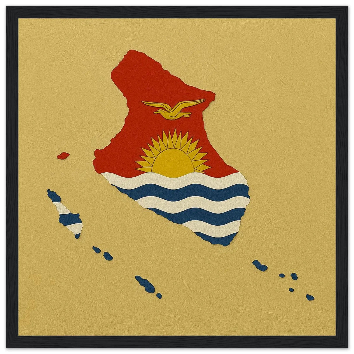 Cadre drapeau kiribati en bois finition décorative