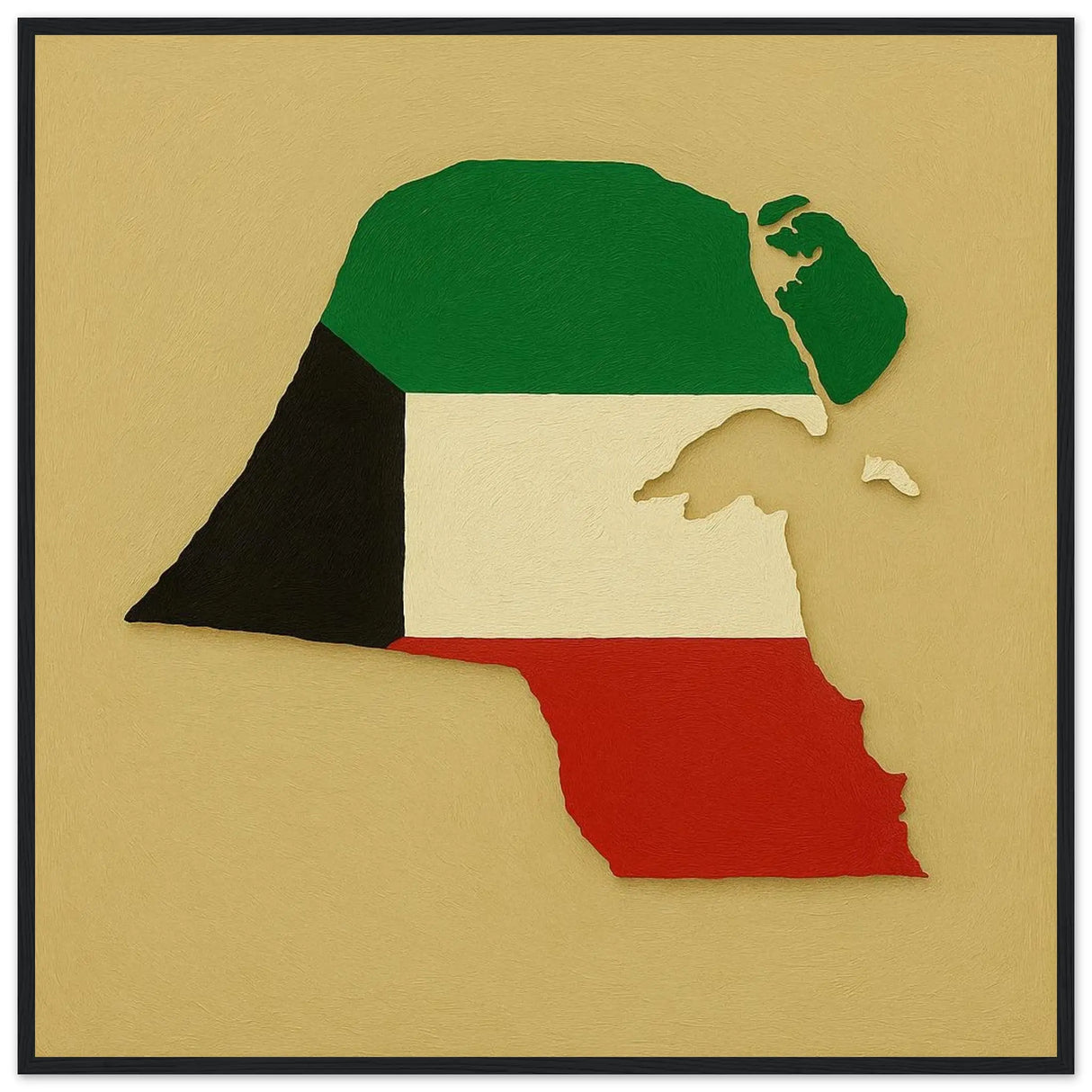 Cadre drapeau koweït en bois affiche encadrée décorative