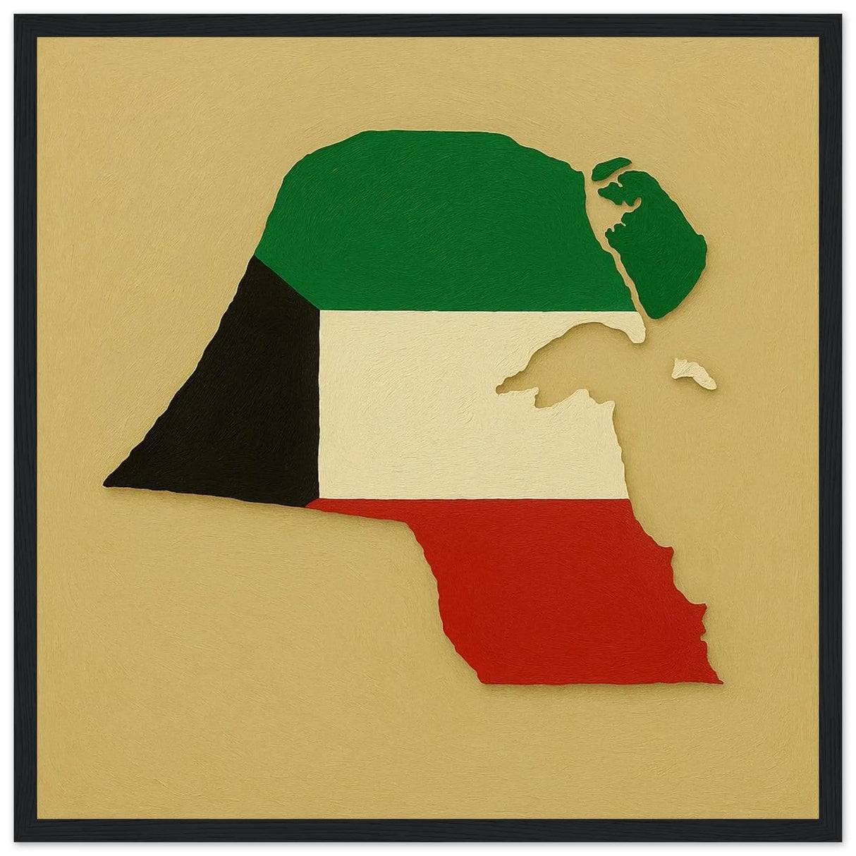 Cadre drapeau koweït en bois affiche encadrée décorative