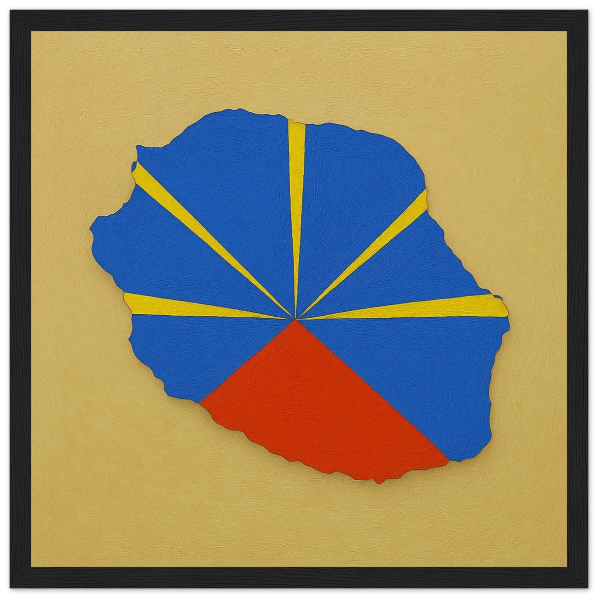 Cadre drapeau la réunion bois naturel affiche encadrée