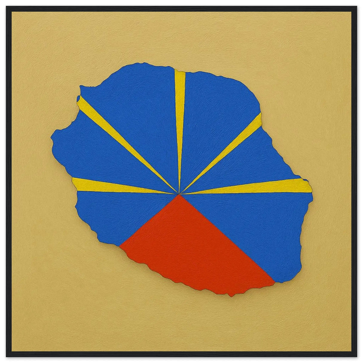 Cadre drapeau la réunion bois naturel affiche encadrée