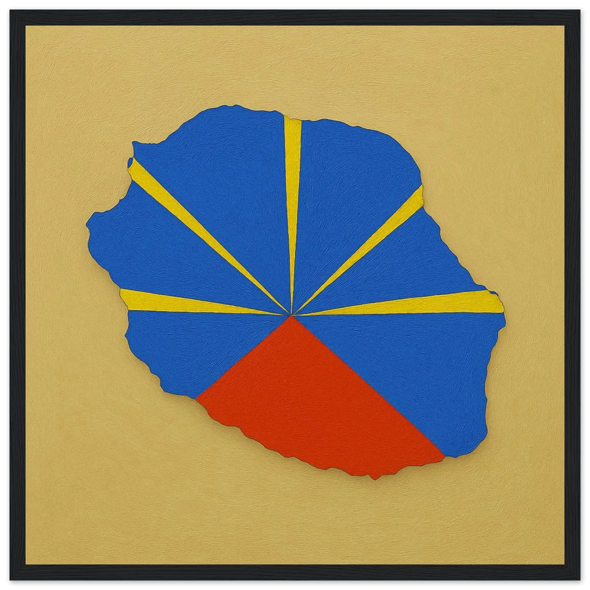 Cadre drapeau la réunion bois naturel affiche encadrée