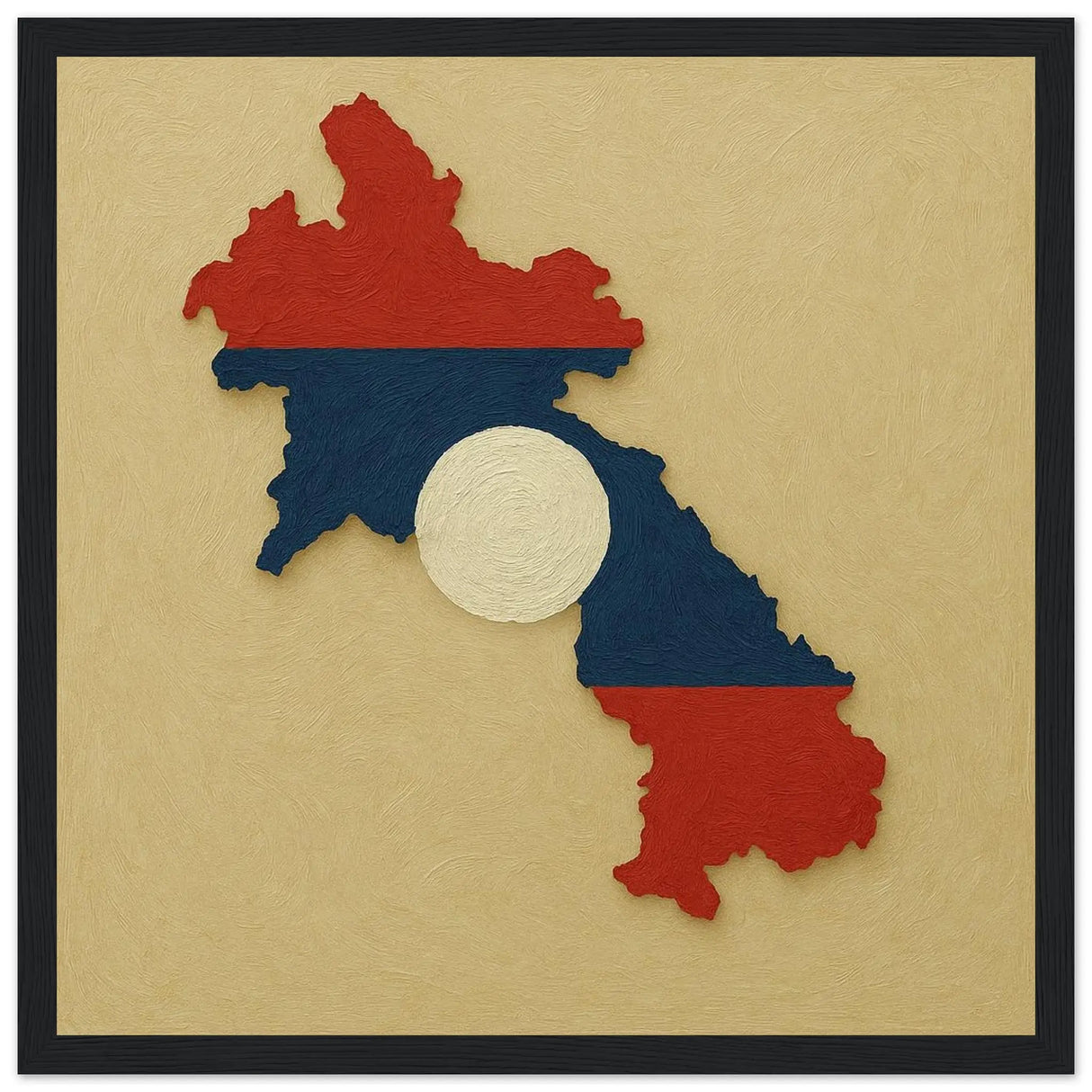 Cadre drapeau laos en bois affiche encadrée décorative