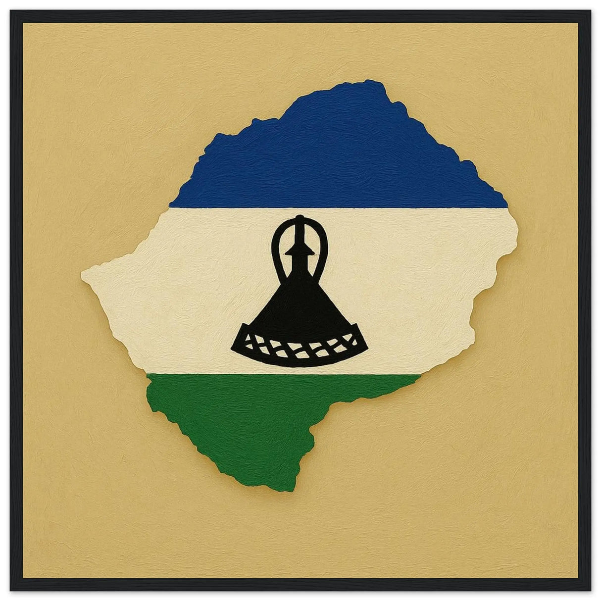 Cadre drapeau lesotho bois affiche encadrée décorative