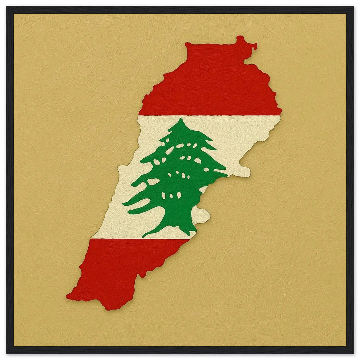 Cadre drapeau liban affiche encadrée bois finition élégante