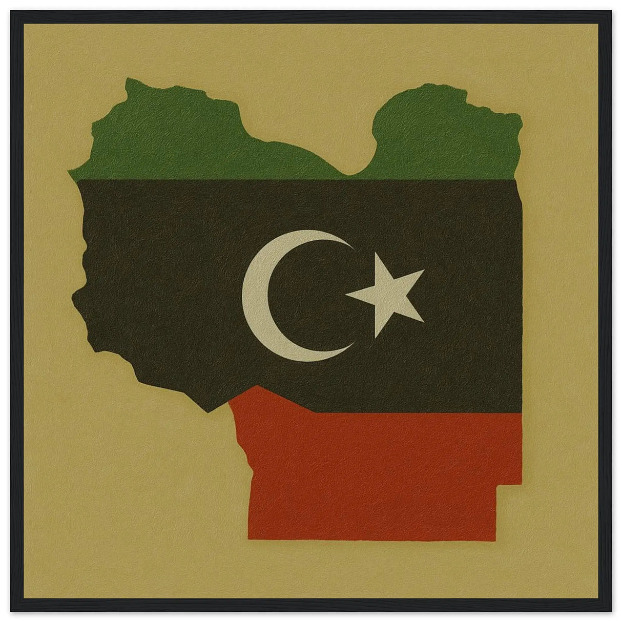 Cadre drapeau libye en bois affiche encadrée décorative